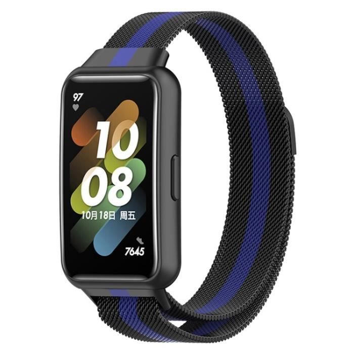 Connettore per bracciale per Huawei Band 7 - Cinturino di ricambio magnetico in metallo per Honor Band 7, nero-blu