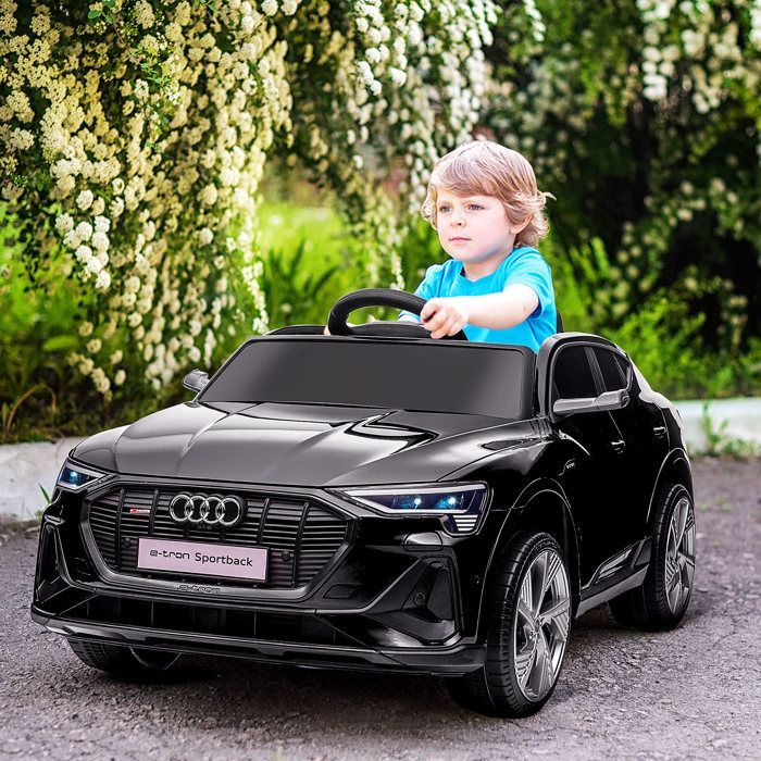Coche eléctrico - HOMCOM - Audi e-tron Sportback infantil con licencia, 12V, control remoto, faros LED, MP3, USB - PP - negro