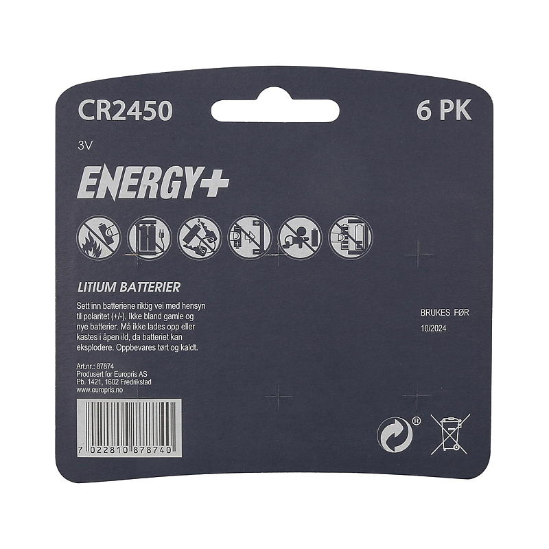 Energie knoopcelbatterijen (6 stuks), CR2450 Energie