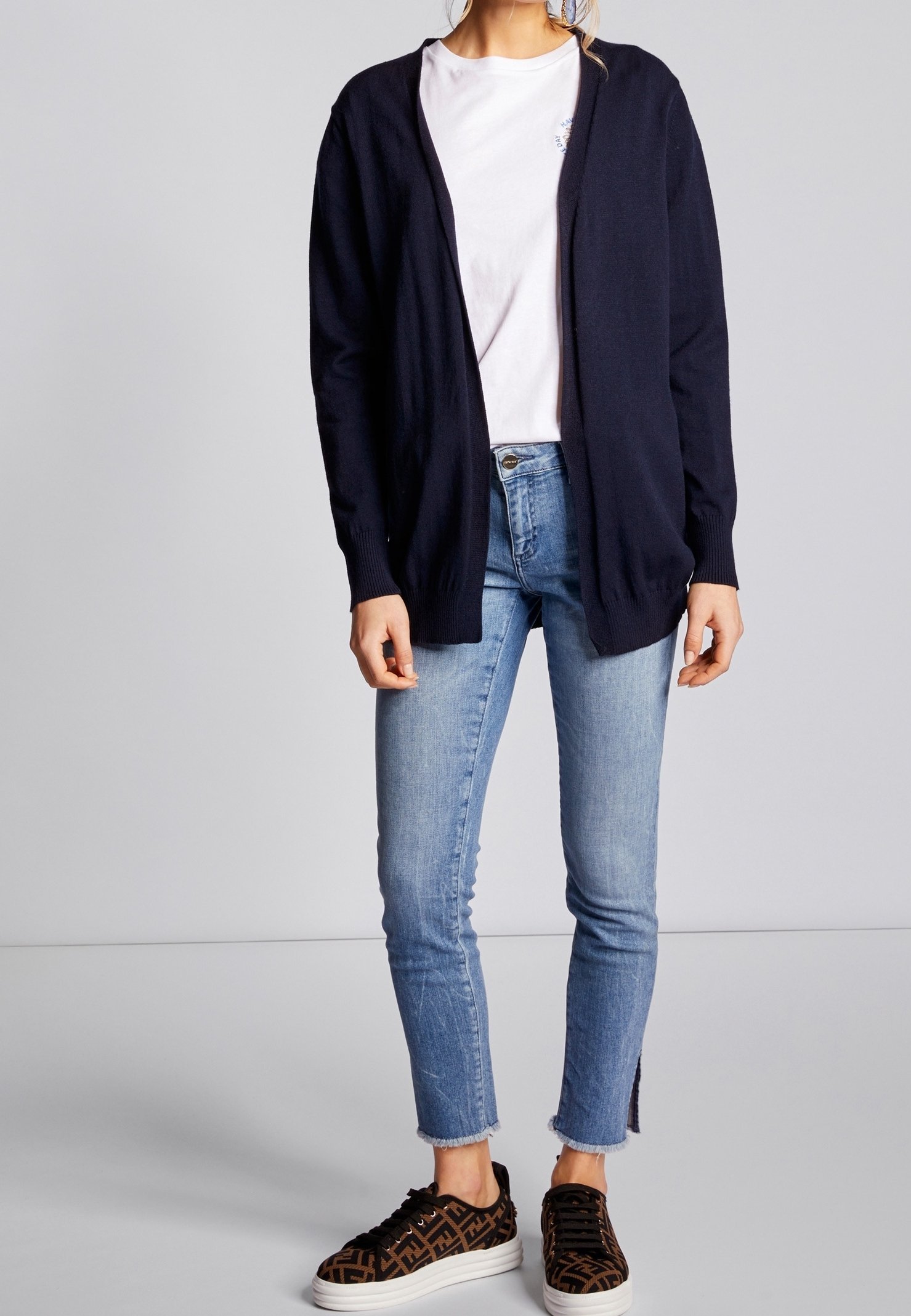 Rijke en koninklijke cardigan - donkerblauw