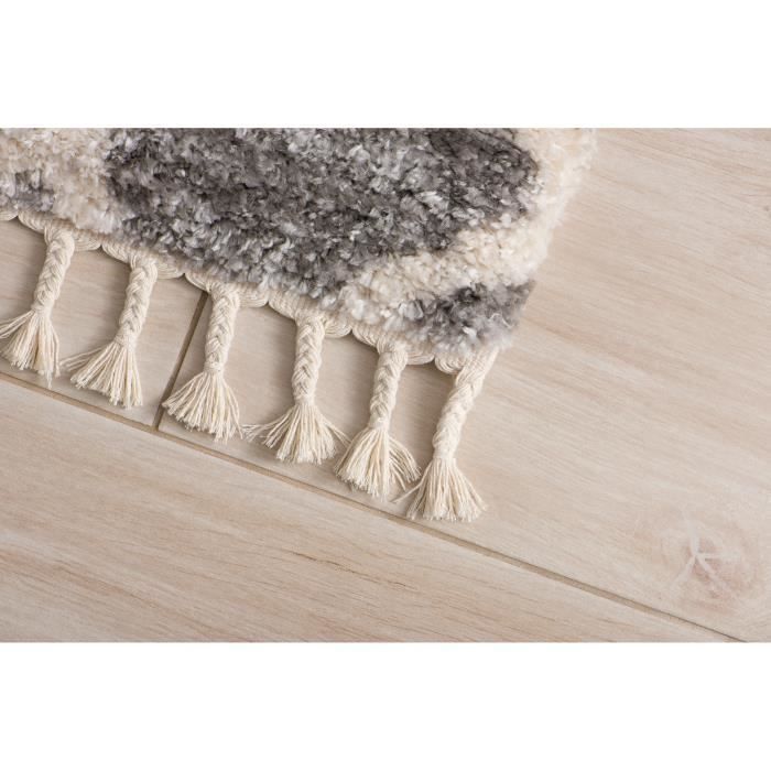 TAPISO Tapis Salon Poils Longs VERSAY Gris Foncé Crème Berbère Polypropylène Intérieur 200x300 cm