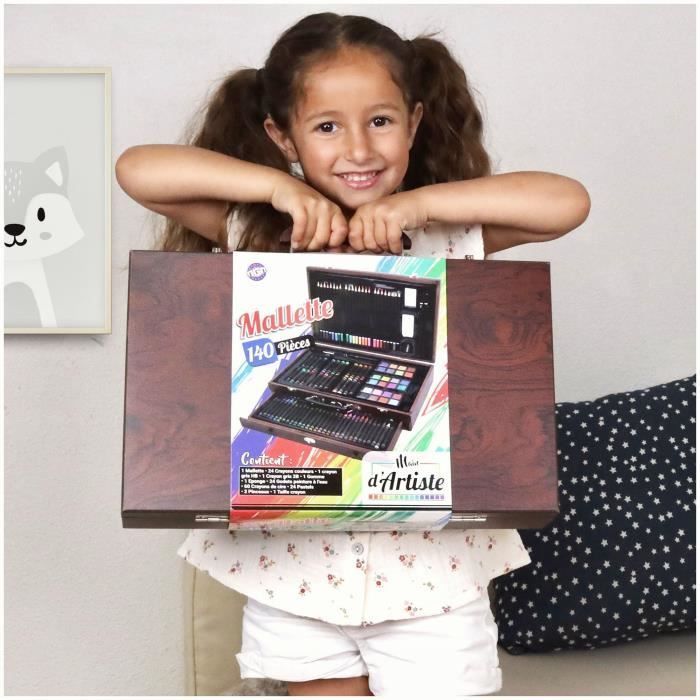 Mallette XXL De 140 Pièces - MAIN D'ARTISTE- Boite À Dessin - Activités Manuelles - Kit Complet - Art Plastiques
