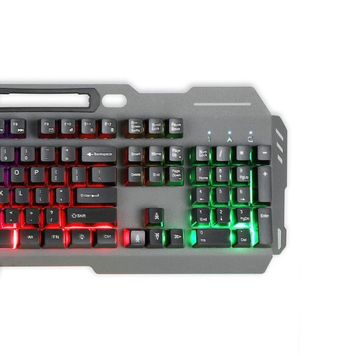 LIVOO TEA282 Clavier gamer semi mécanique filaire USB - AZERTY - Rétro-éclairage LED RGB - Support repose poignée amovible