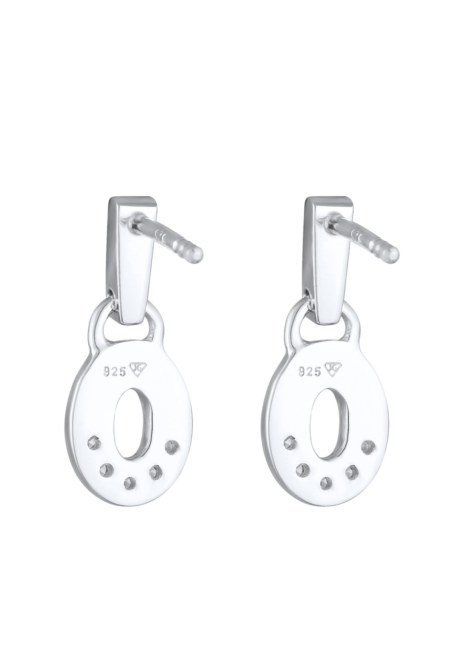 Elli DIAMONDS Femmes pendentif d'oreilles rond géo avec diamant (0.15 ct.) en argent sterling 925