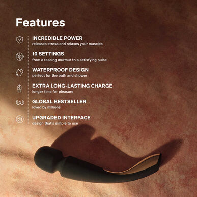 Lelo Massajador Smart Wand 2 keskikokoinen musta 1 kpl 1 kpl
