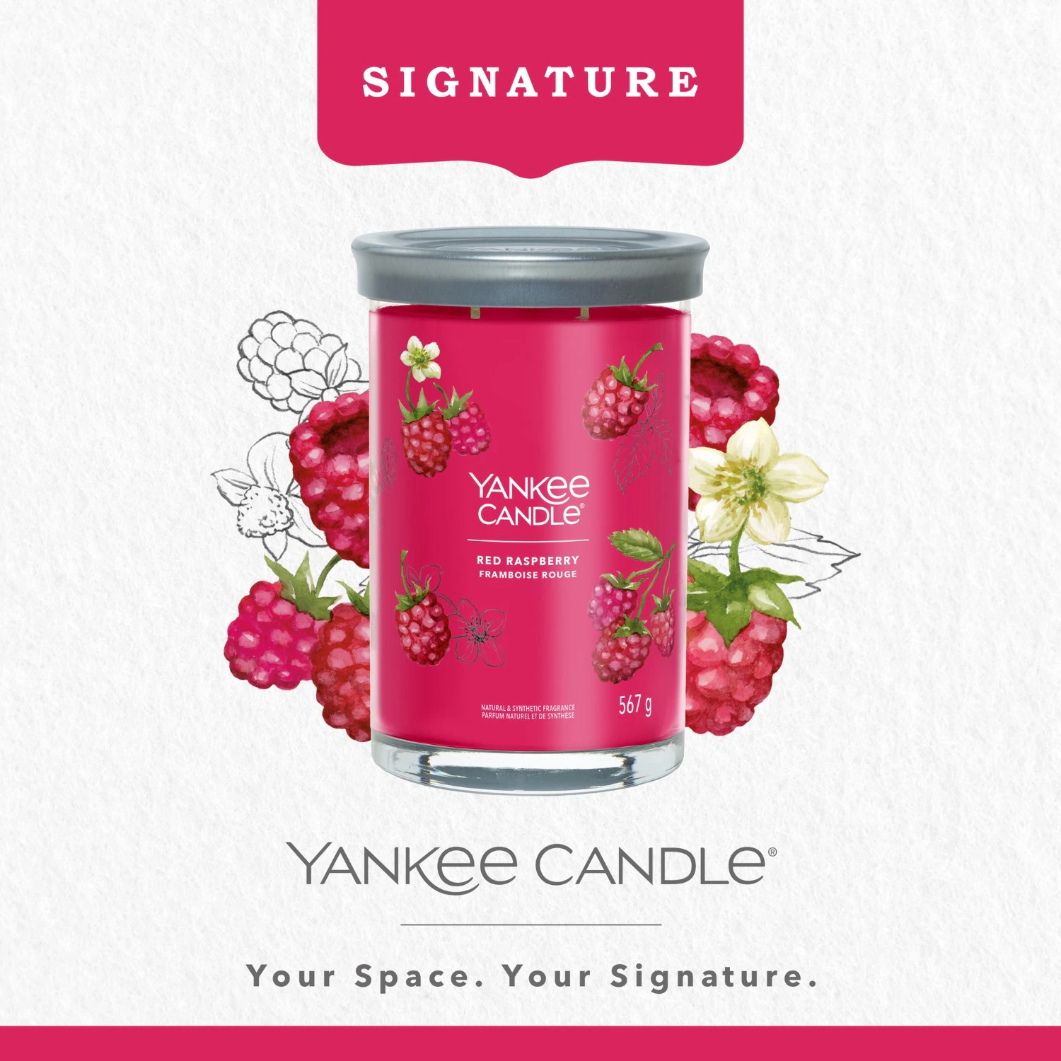 YANKEE CANDLE Grand Gobelet Framboise Rouge