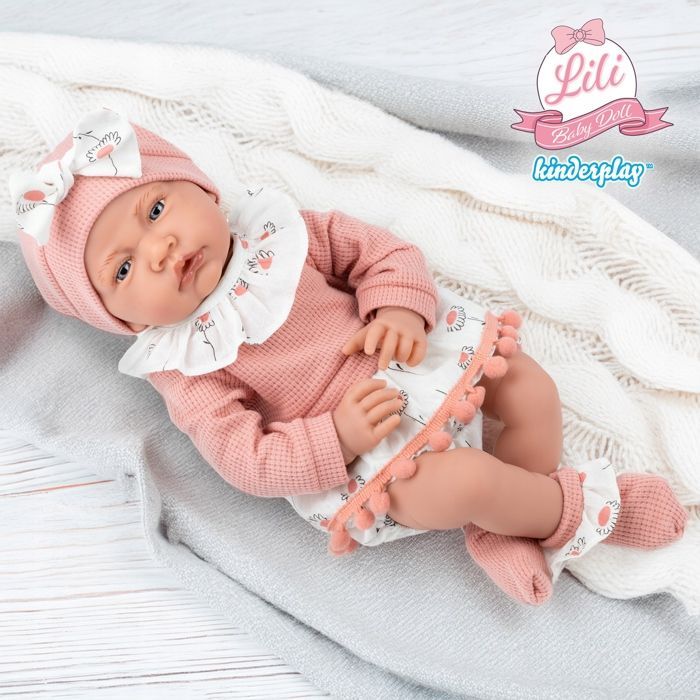 Poupée bébé interactive réaliste 41 cm avec sons et accessoires – Kinderplay Lili (KP4180)
