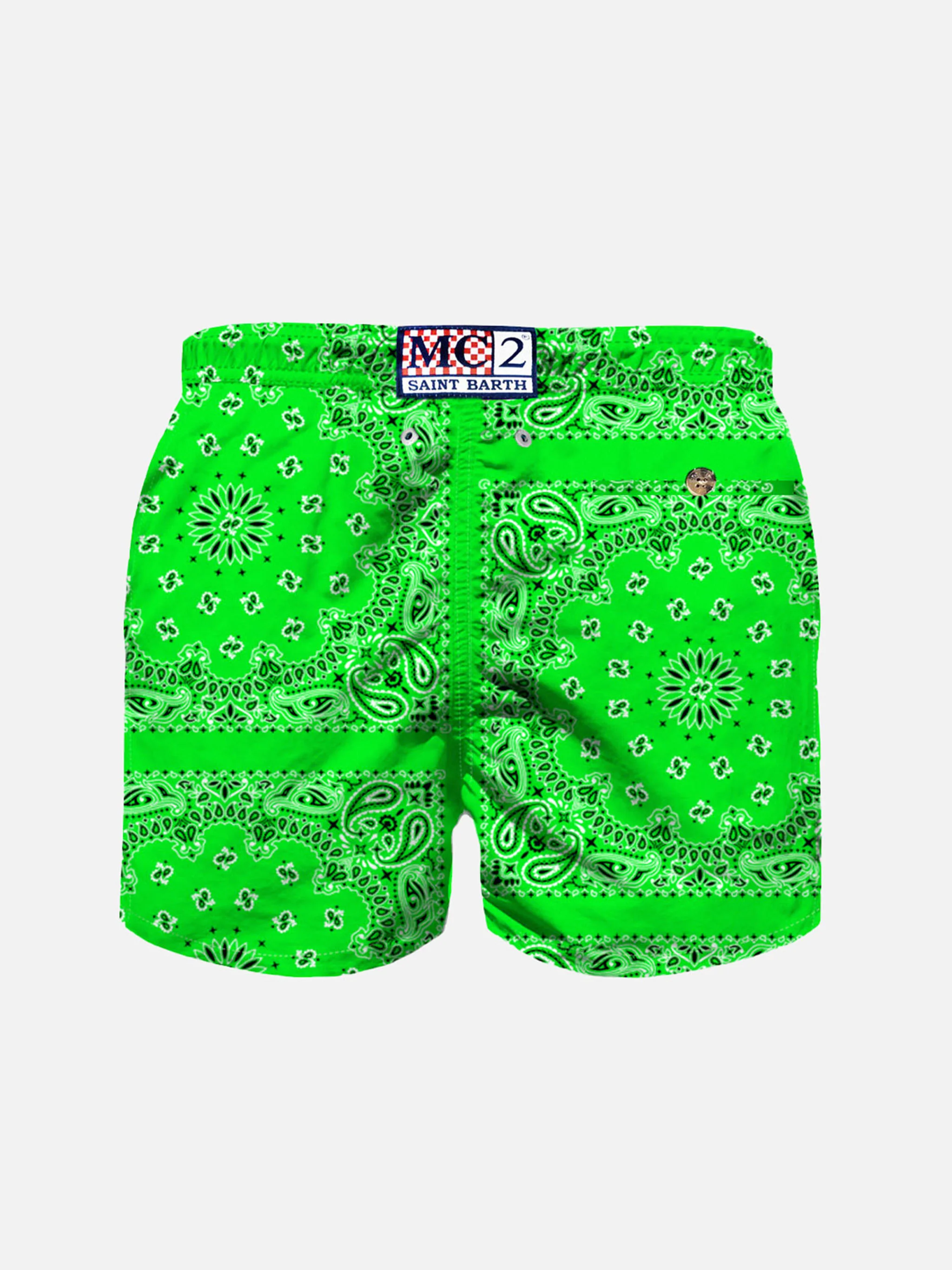 Costume da bambino verde fluo con stampa bandana