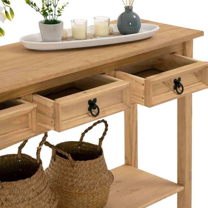 IDIMEX Console Meuble SALSA Table d'appoint en Bois, Meuble de Rangement Entrée ou Salon, avec 3 tiroirs, en pin Massif