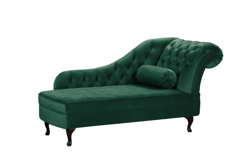 Ropez Chesterfield Pako szezlong prawy welur zielony