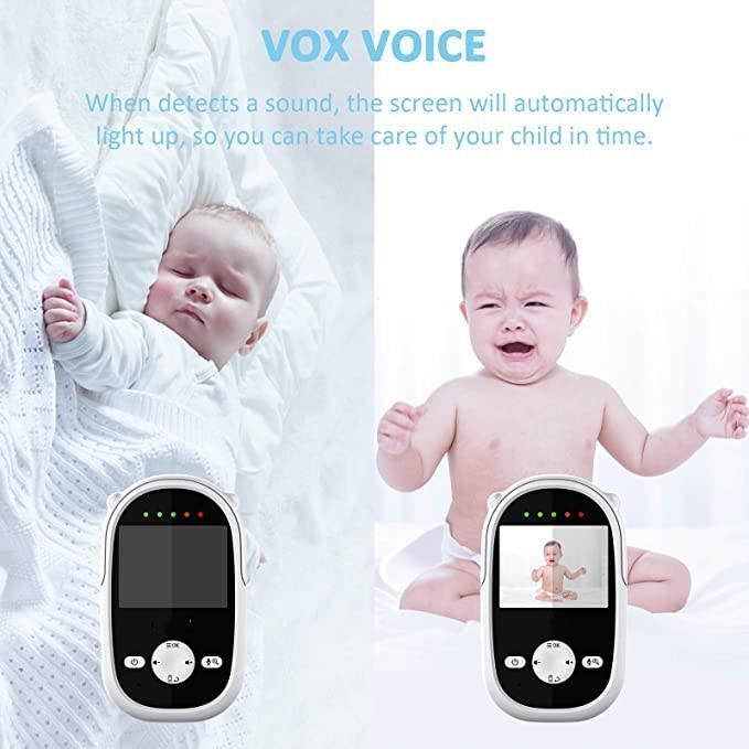 Monitor de video para bebés, monitor para bebés con cámara y audio, monitor de video inalámbrico para bebés Ltteny de 2.4 GHz con visión nocturna automática y función de voz.