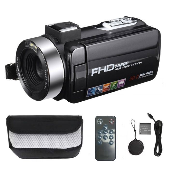 Videocámara digital, 1080p, 5 megapíxeles, pantalla HD de 3 pulgadas, zoom digital 18x, interfaz USB, portátil, negra