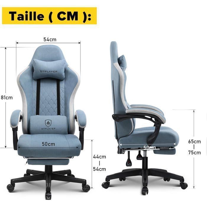 Silla ergonómica para juegos, silla de oficina profesional con altura ajustable y reposabrazos reclinables, soporta hasta 150 kg, ligera.