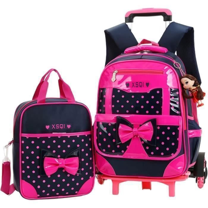 Mochila con ruedas para niñas - 6 ruedas - Roja - Preescolar Roja y Negra PZCC