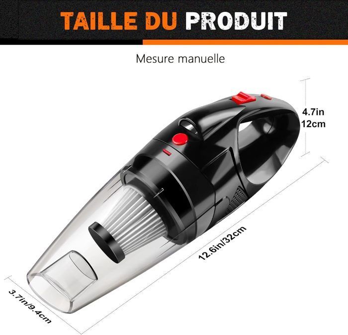 Mini aspirapolvere per auto, aspirapolvere senza fili da 11 kPa con luce LED e filtro HEPA, per casa, auto, ufficio, tavolo