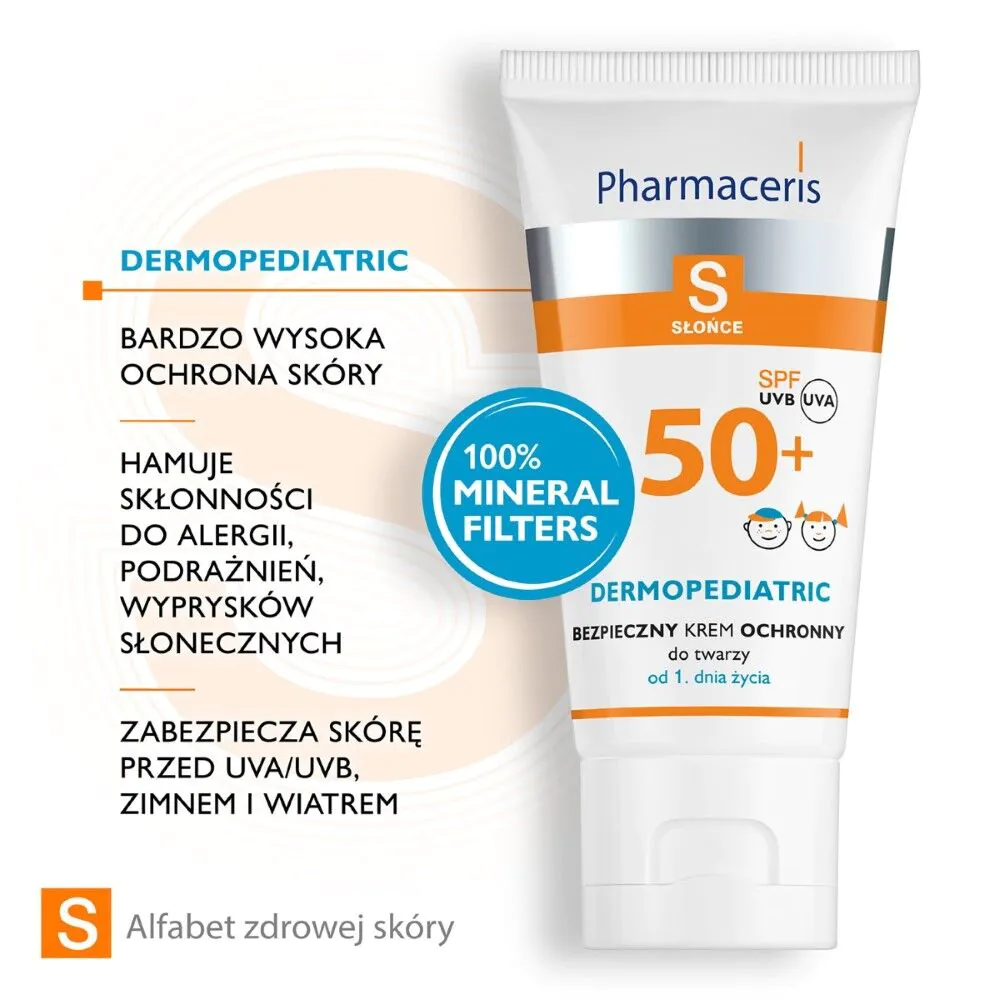 Pharmaceris S Bezpieczny krem ochronny do twarzy dla dzieci SPF50+
