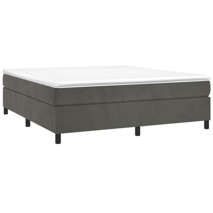 Base de cama de muelles ESTINK - Gris oscuro - 160x200 cm - Terciopelo