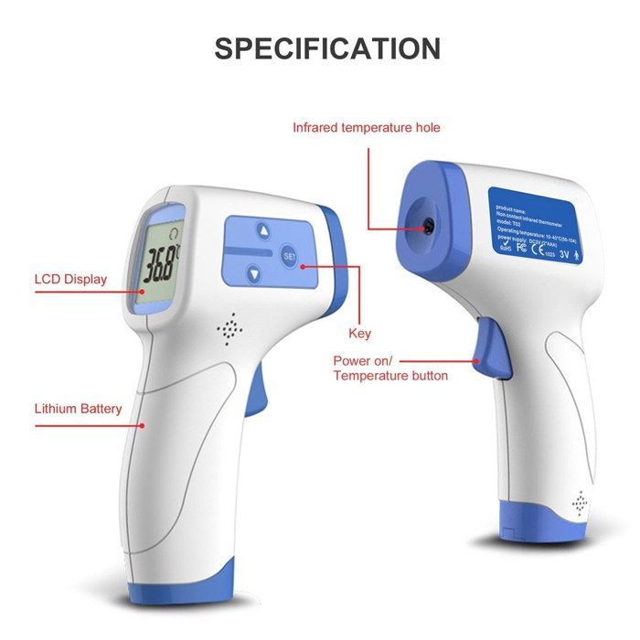 Thermomètre frontal infrarouge sans contact pour bébé enfants adultes Bleu YONIS