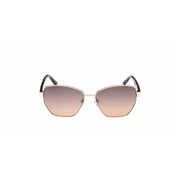 Gafas de sol geométricas para mujer Guess 00102 - Color 32F Oro pálido brillante con lentes degradadas marrones - 56