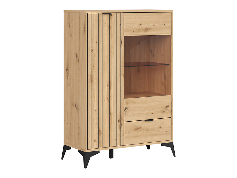 Witryna Lamea 90 cm z 2 drzwiami i szufladą dąb artisan