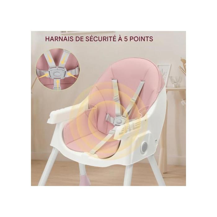 Baby High Chair - ALIGHTUP - Convertible High Chair, Reclining Backrest, Compact Fold, Adjustable, Multi-functional - Pink
