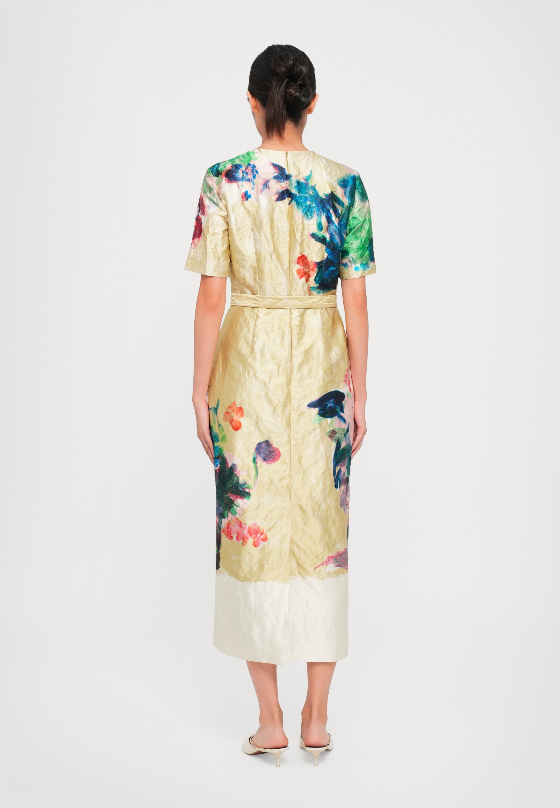 Erdem MIDI-JURK MET KORTE MOUWEN - Dagjurk - geel