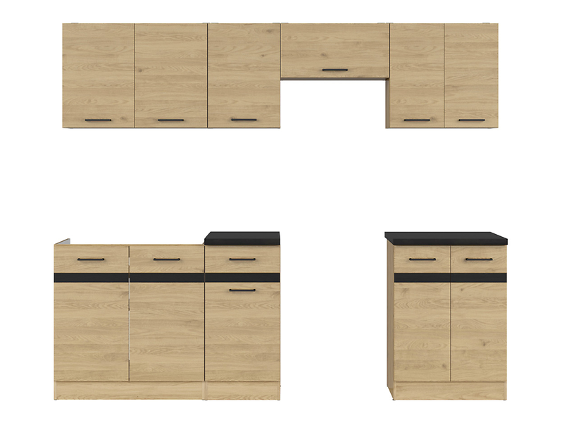 Komplet kuchenny Junona Line 240 cm dąb bernstein z blatem