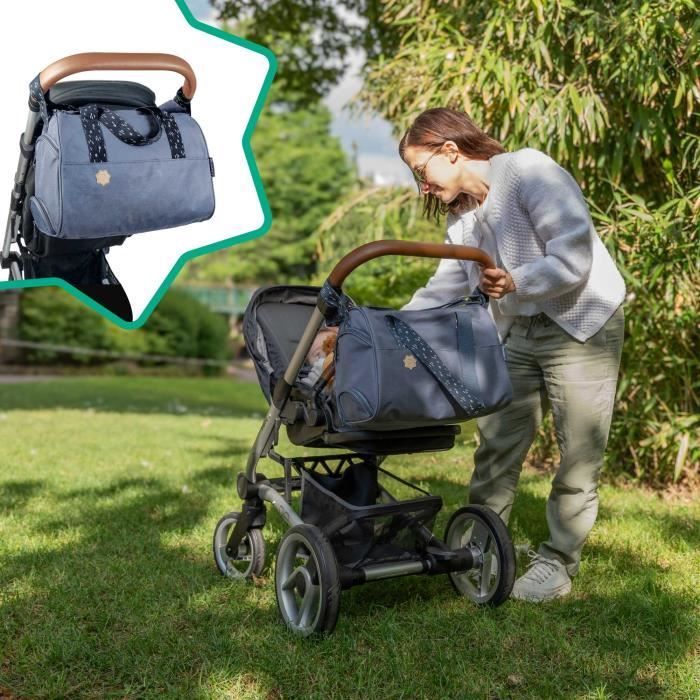 Borsa fasciatoio tascabile Badabulle - Fasciatoio, copertura isolante, custodia, attacchi per passeggino inclusi, blu