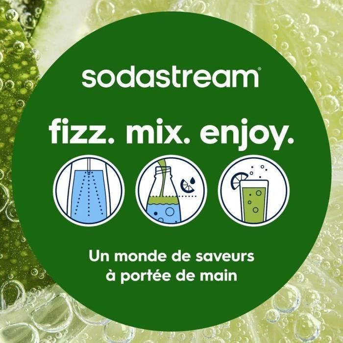 Machine à soda et eau pétillante SODASTREAM - TERRA Noire - 1 bouteille compatible lave-vaisselle - 1 recharge de gaz 60L