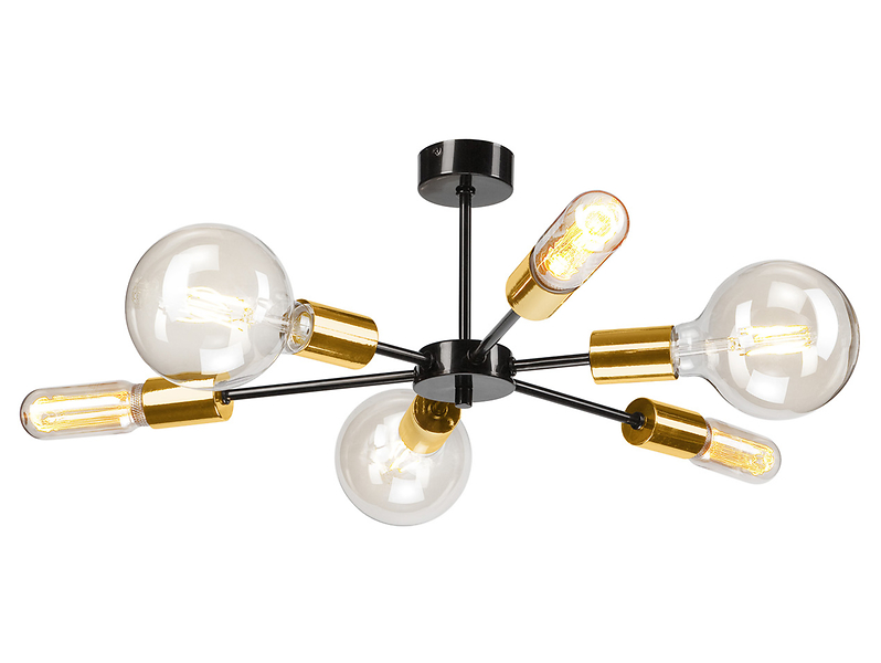 Lampa sufitowa Starla 6-punktowa stalowa złota