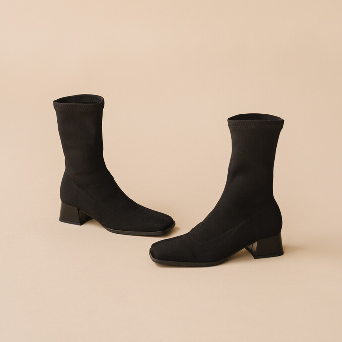 Bottines à talons  en lycra noir