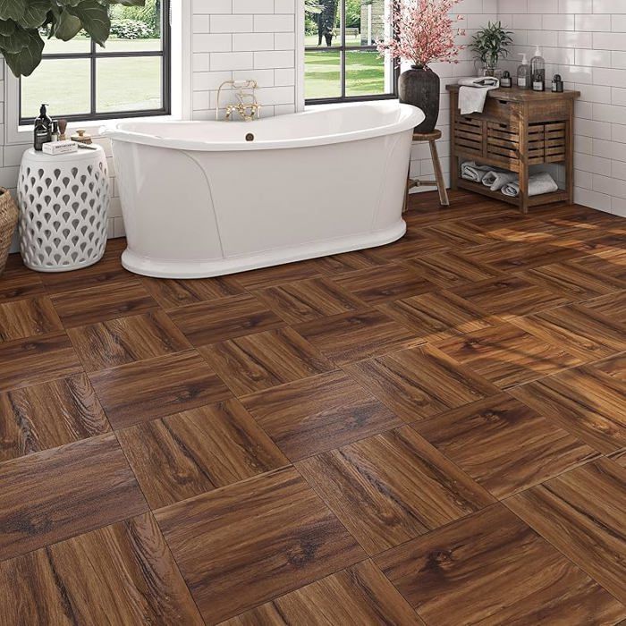 Baldosas adhesivas de PVC Livelynine, efecto madera natural, 30x30cm, impermeables, linóleo con aspecto de parquet, 30x30cm, 4 baldosas de madera natural