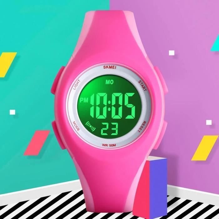 Reloj deportivo digital LED SHARPHY para niñas - Regalo de Navidad para niños - Rosa