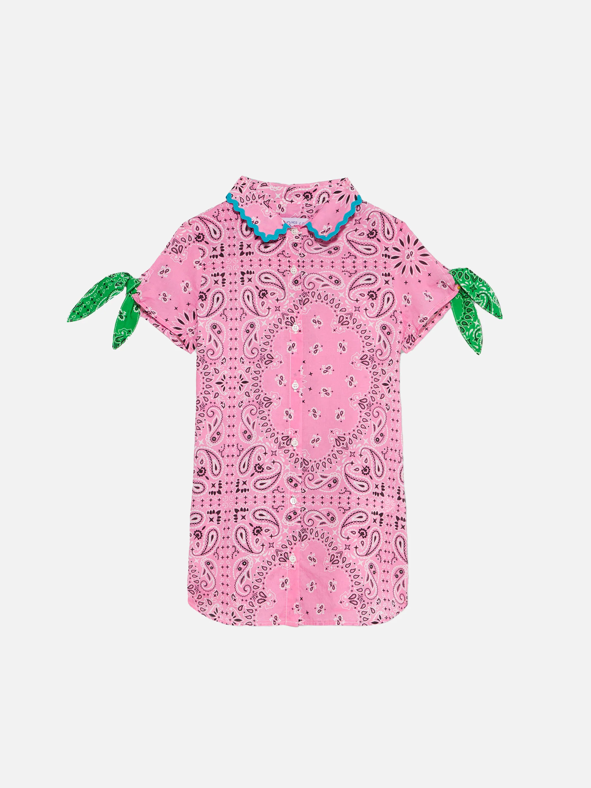 Vestido camisa infantil com estampa de bandana