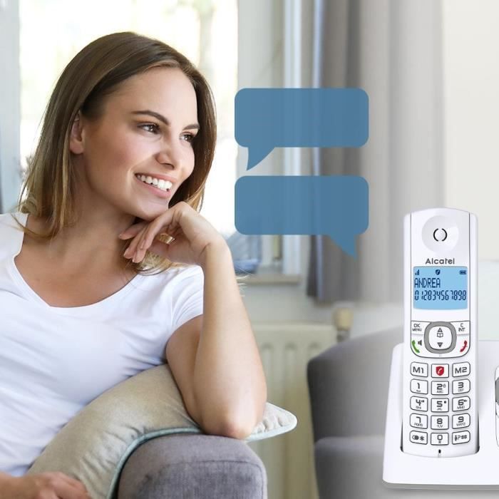 Draadloze telefoon - ALCATEL - F530 Voice - Antwoordapparaat, oproepblokkering, handsfree, 2 snelkiesnummers, wit/grijs
