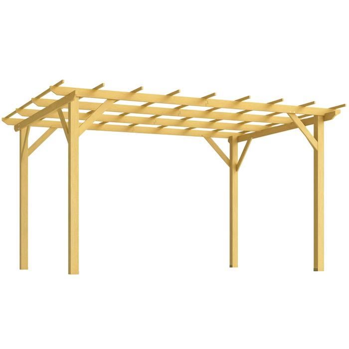 Pergola de jardin exterieur 3 x 4 m - Outsunny - pergola en bois - pour plantes grimpantes - bois naturel