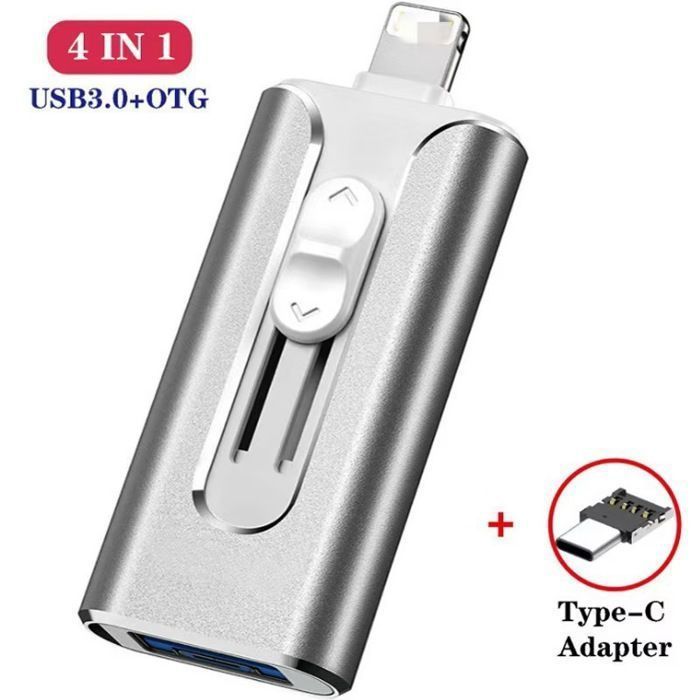 PASHASHOP 512GB USB 3.0 Flash Drive Compatible iPhone/iPad/Android/Mac - Gray