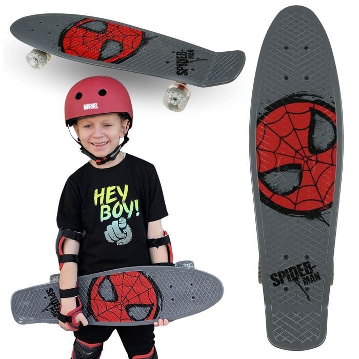 MARVEL Spider-Man YOUNG FISH SKATEBOARD 67cm, non-slip, lightweight, STABLE up to 100 kg
