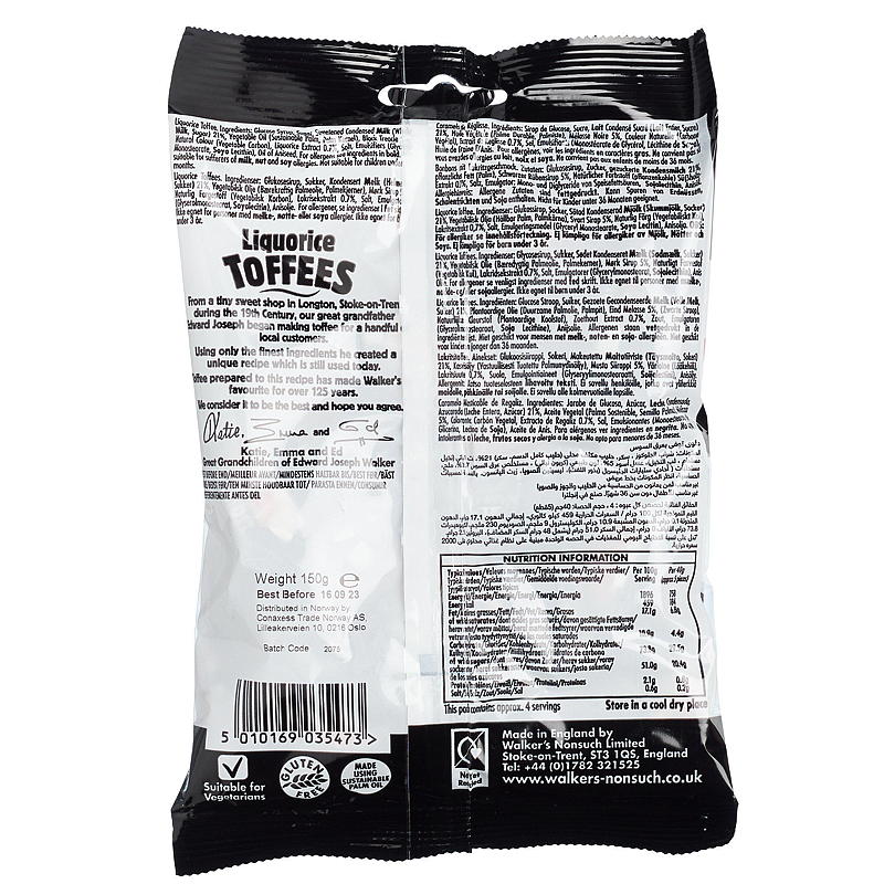 Walkers Toffees 150g Lakritsi Walkers