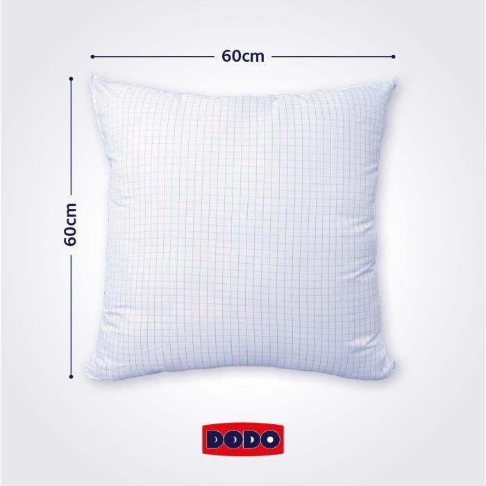 Almohada mediana DODO 60x60 cm - Resistente a chinches y ácaros del polvo - 550 g - Blanca - Fabricada en Francia