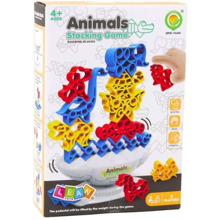 Borne arcade Leantoys Jeu d'arcade : tour d'équilibrage, blocs de pierre et animaux colorés
