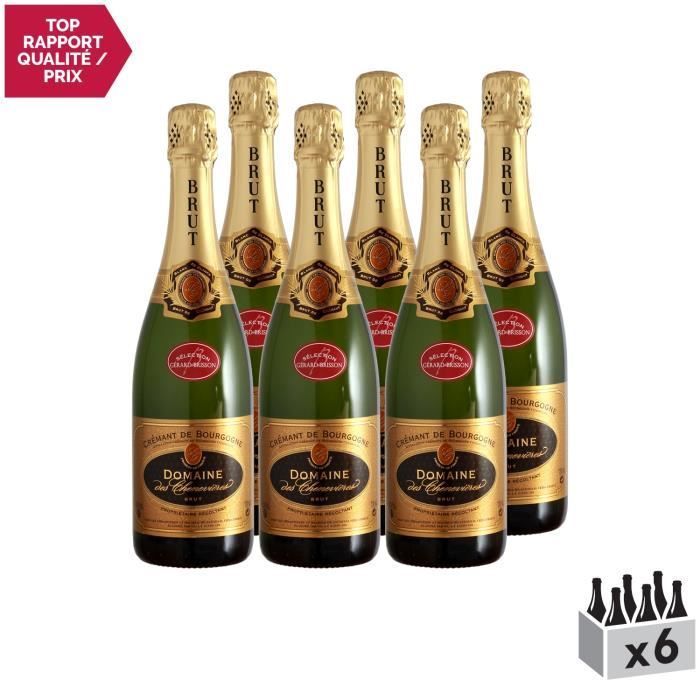 Crémant de Bourgogne Blanc - Paquete de 6 x 75cl - Domaine des Chenevières - Vino espumoso AOC Blanc de Bourgogne