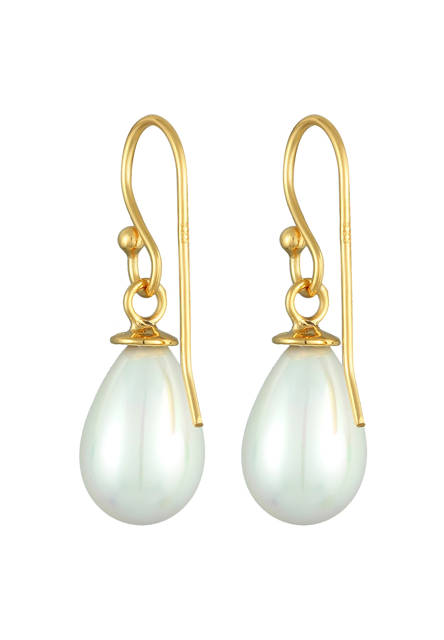 Nenalina Femmes Pendentif d'oreilles Ovale Classique avec perle de coquillage en argent sterling 925