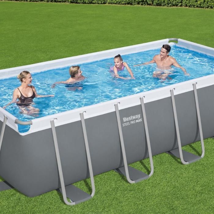 BESTWAY Bestway Steel Pro Max rechthoekig buisvormig bovengronds zwembad 488 x 244 x 122 cm grijs (accessoires niet inbegrepen)