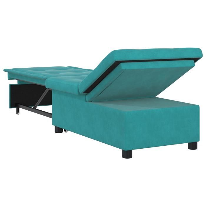 530880 y sofá cama 3 en 1, diván convertible, en terciopelo turquesa.