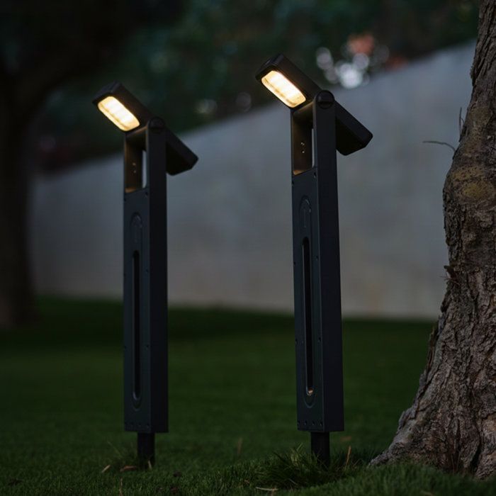 Juego de 2 luces solares para caminos - LUMISKY - BRITY - LED blanco cálido - Resistentes al agua - Iluminación para caminos de jardín