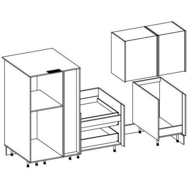 Cuisine complète AYA - Décor noir - L 280 x P 60 x H 214 cm - Plan de travail inclus