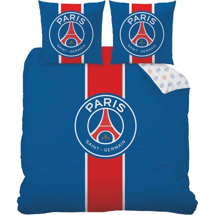 Juego de ropa de cama infantil clásico del PSG | Funda nórdica 140x200cm + Funda de almohada 65x65cm | Estampado para niño | Azul