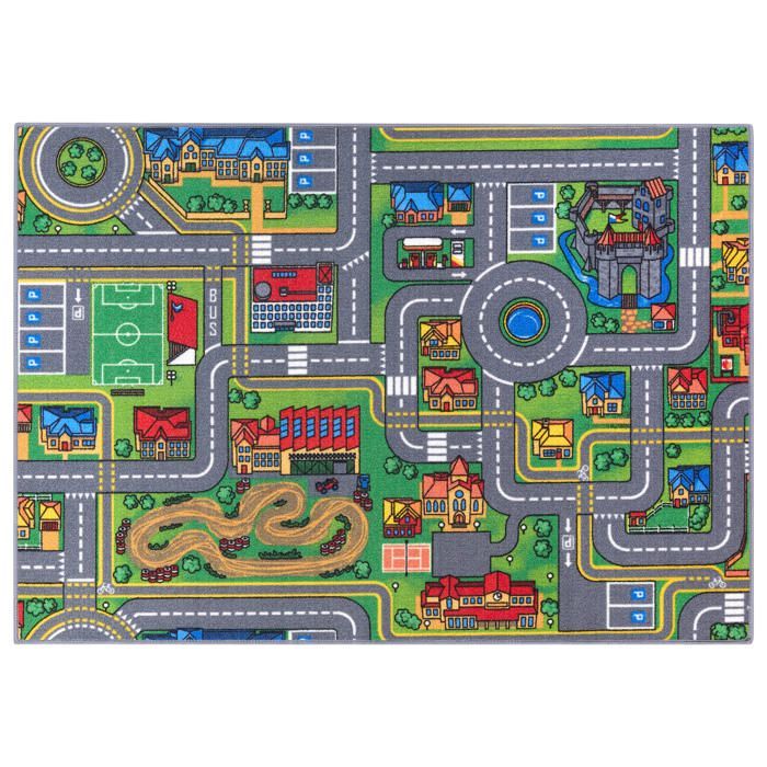 Tappeto gioco per bambini 95x133 cm, Playcity - Pista per auto - Lavabile - Antiscivolo - Carpet Studio