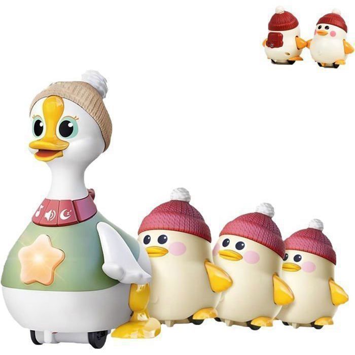 Electric Duck Toy - KCVV - Family Play Set - 1 Duck + 3 Babies - Safe - Interactive